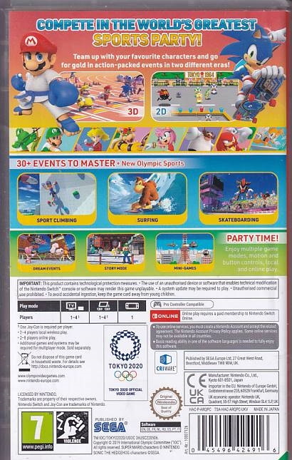 Mario and Sonic at the Olympic Games Tokyo 2020 - Nintendo Switch spil (A Grade) (Genbrug)